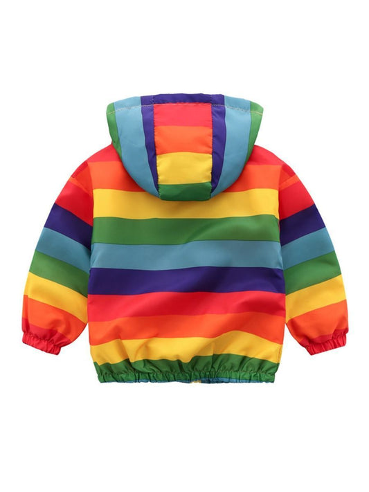 Toddler Boy Rainbow Color Hooded Jacket - dianjiang-