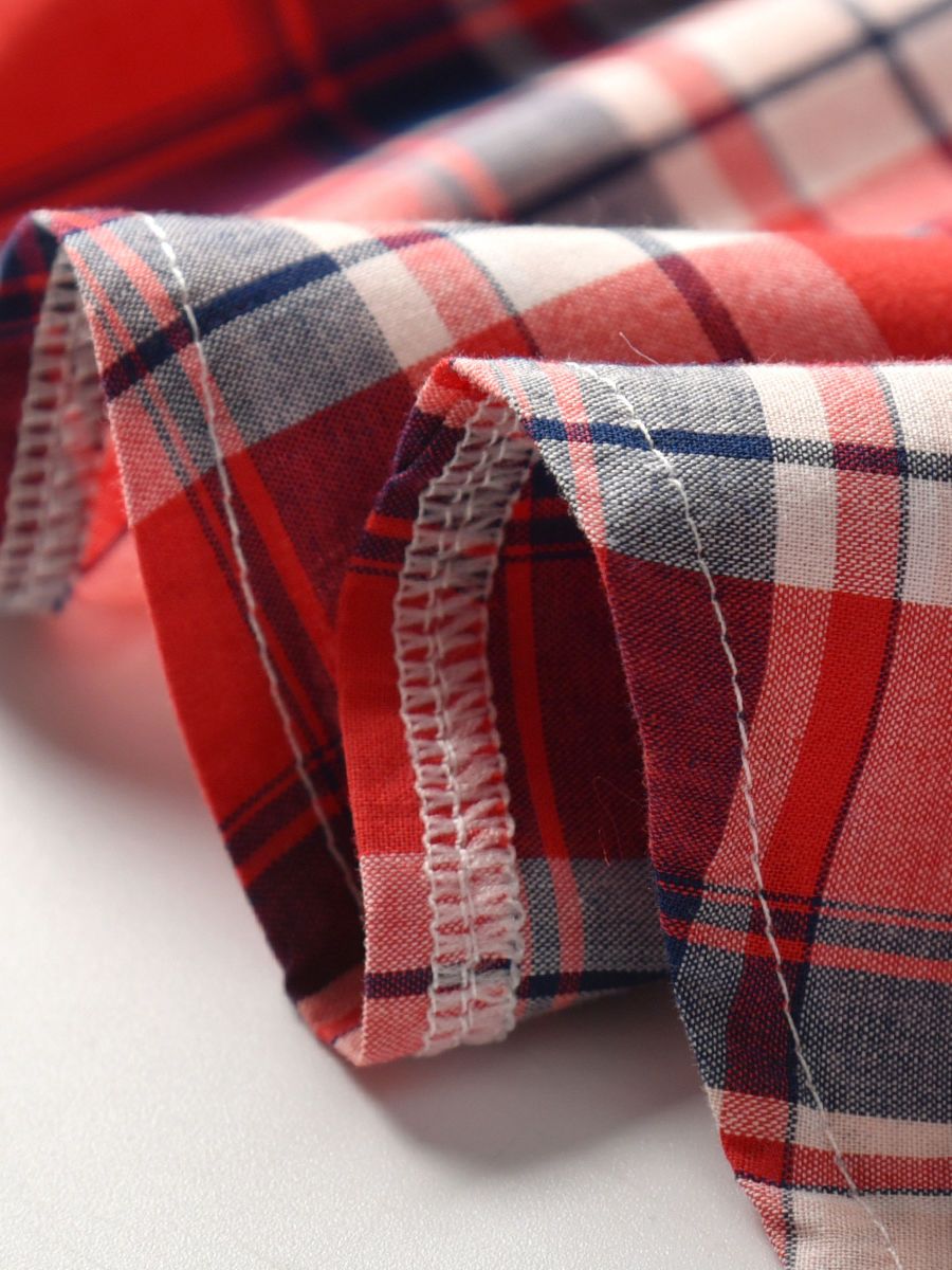 Spring 3-Piece Toddler Boy Gingham Shirt with Tie and Jeans - dianjiang-