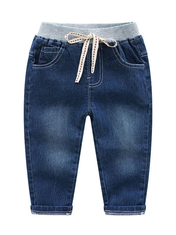 Spring 3-Piece Toddler Boy Gingham Shirt with Tie and Jeans - dianjiang-