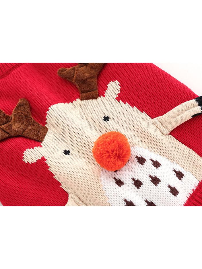 Toddler Boys Girls XMAS Reindeer/ Santa Fleece-lined Sweater - dianjiang-