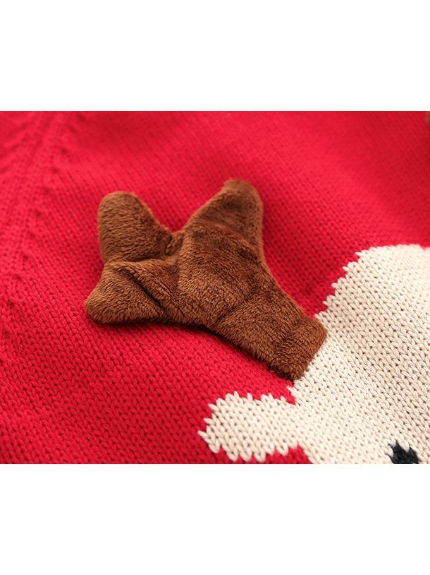 Toddler Boys Girls XMAS Reindeer/ Santa Fleece-lined Sweater - dianjiang-
