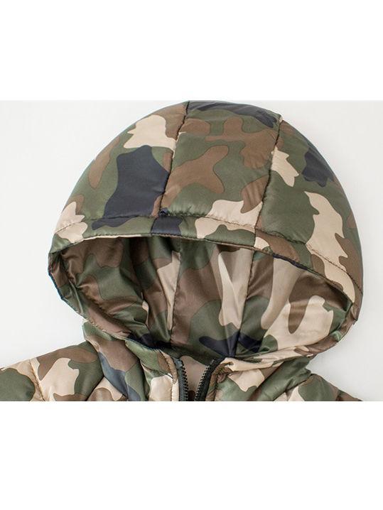 Fall Toddler Baby Boys Padded Camo Hooded Jacket - dianjiang-