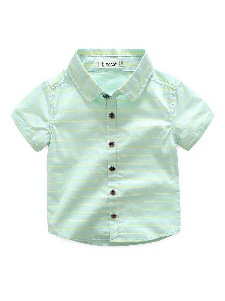 Two-Piece Fashion Toddler Boys Suit Striped Shirt+White Suspender Shorts - dianjiang-