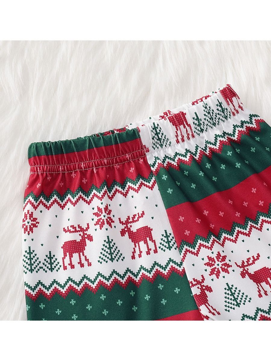 Toddler Girl 2-Piece Jesus Loves You Christmas Outfits Top & Trousers - dianjiang-