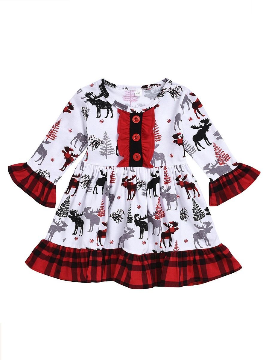 Toddler Girl Christmas Reindeer Dress - dianjiang-