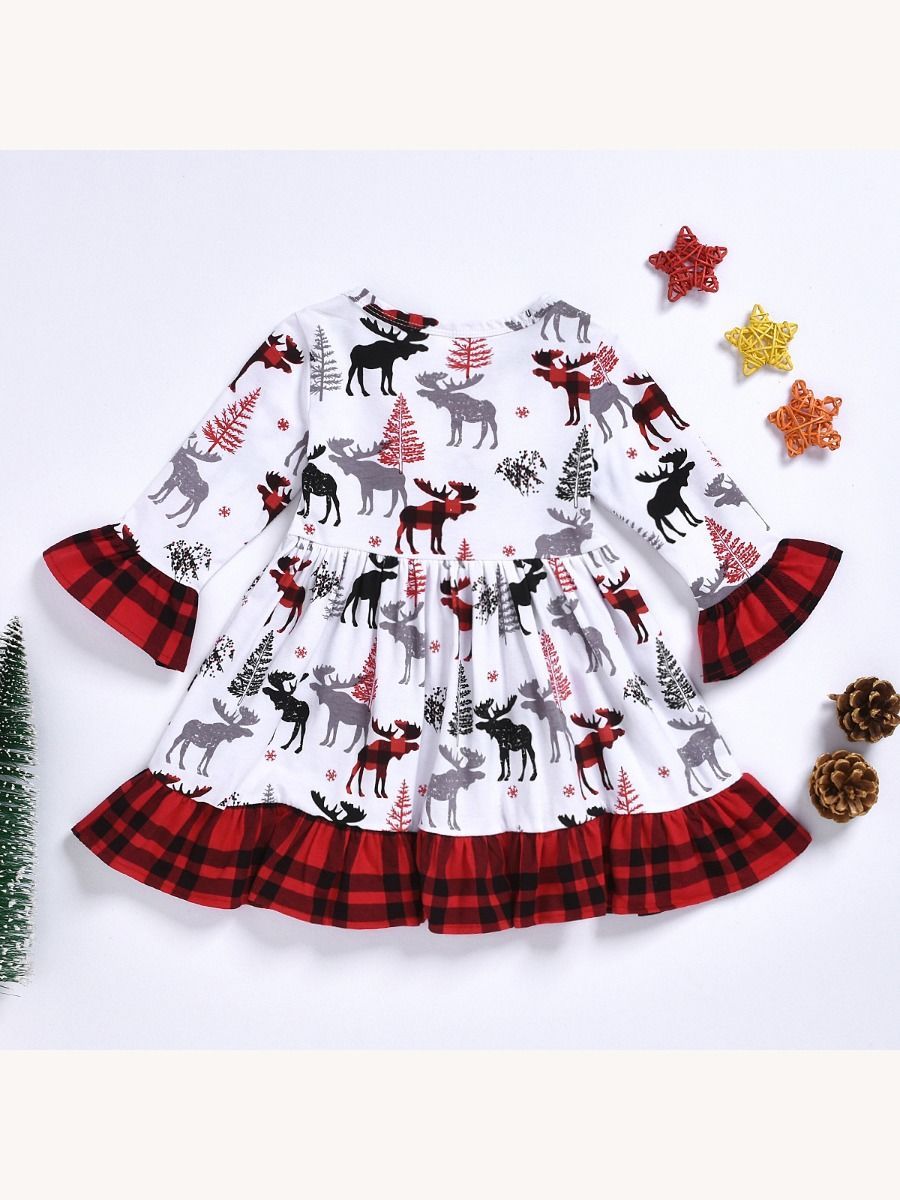 Toddler Girl Christmas Reindeer Dress - dianjiang-