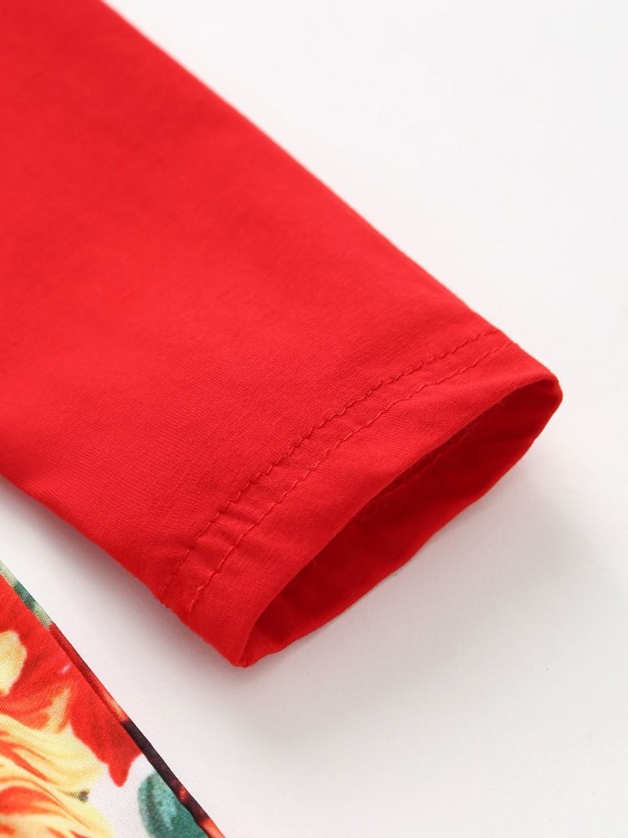 Toddler Girl Frilled Sleeve Sunflower Patchwork Dress - dianjiang-