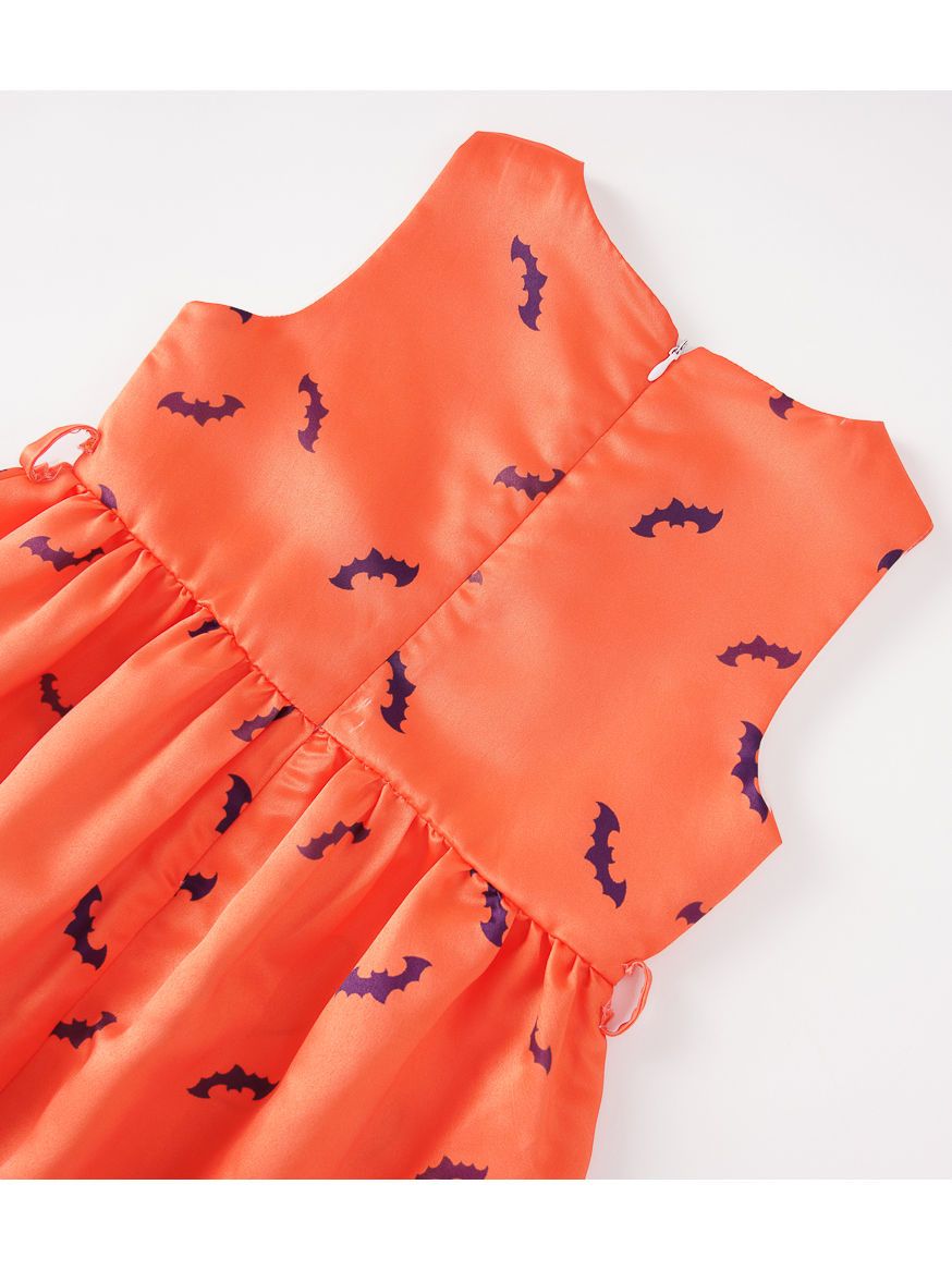 Toddler Girl Halloween Ghost Pumpkin Sleeveless Dress with Belt - dianjiang-