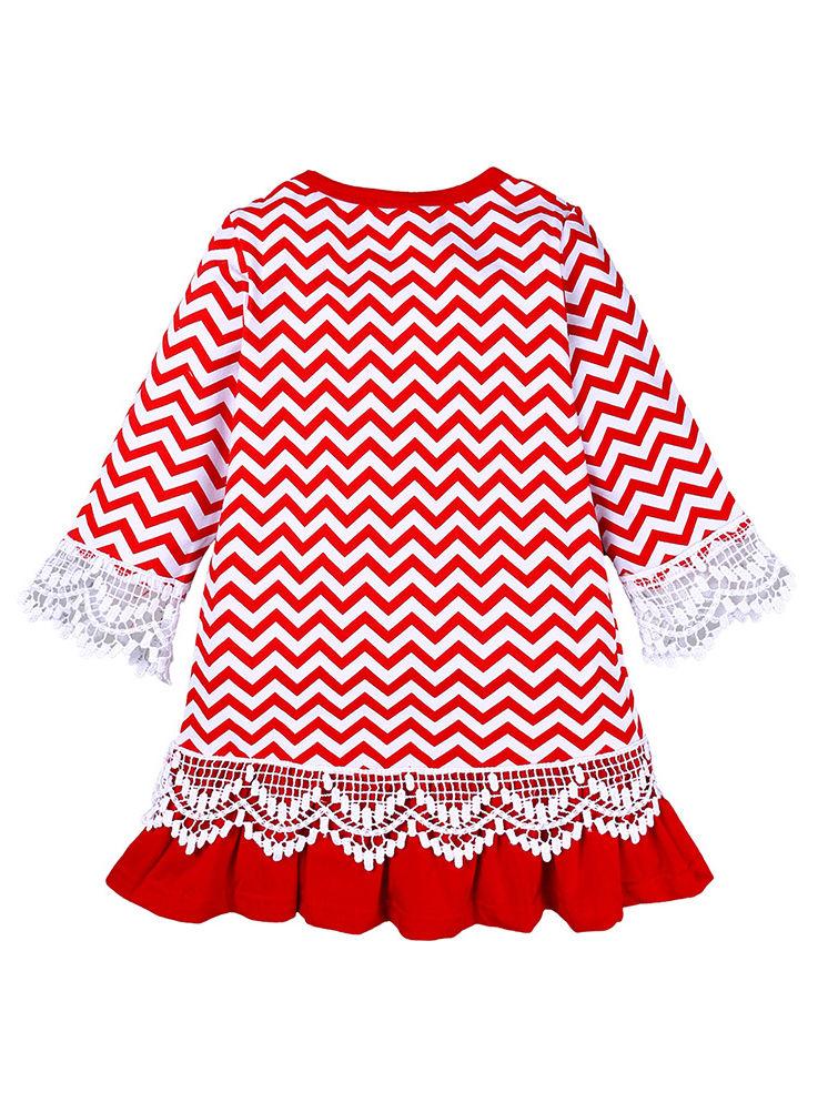 Toddler Girl Lace Santa Applique Frilled Dress - dianjiang-