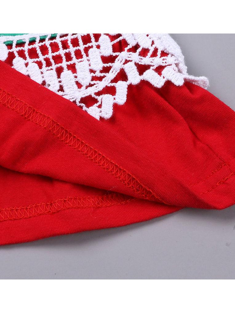 Toddler Girl Lace Santa Applique Frilled Dress - dianjiang-