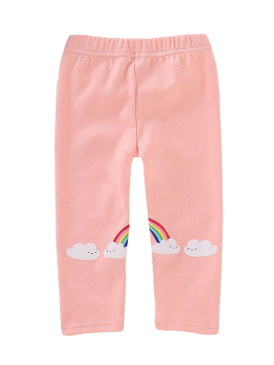 Toddler Girl Kids Adorable Cloud Rainbow Pink Leggings Pants - dianjiang-