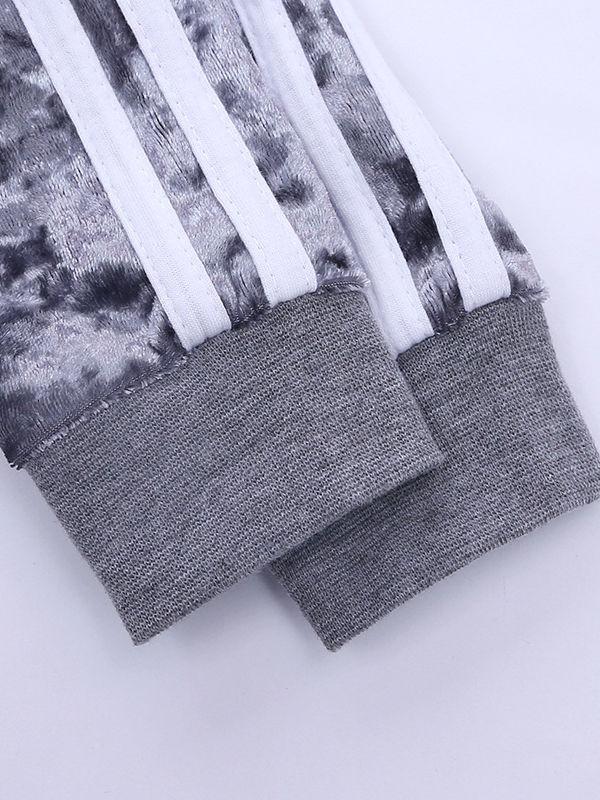 4 Colors Indoor Toddler Kids Baby Spring Striped 2-piece Velvet Clothes Set Jumper and Pants - dianjiang-