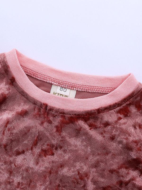 4 Colors Indoor Toddler Kids Baby Spring Striped 2-piece Velvet Clothes Set Jumper and Pants - dianjiang-