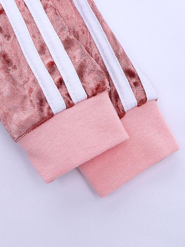 4 Colors Indoor Toddler Kids Baby Spring Striped 2-piece Velvet Clothes Set Jumper and Pants - dianjiang-