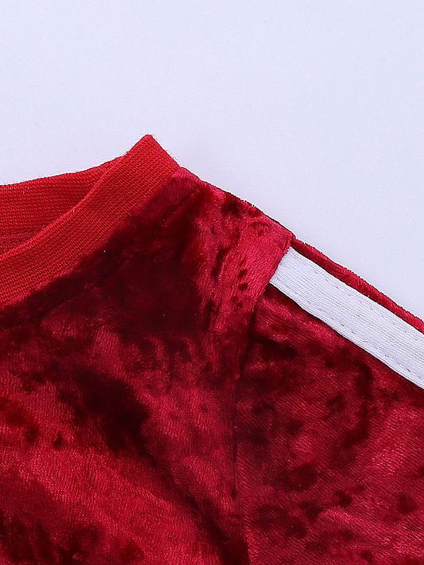 4 Colors Indoor Toddler Kids Baby Spring Striped 2-piece Velvet Clothes Set Jumper and Pants - dianjiang-