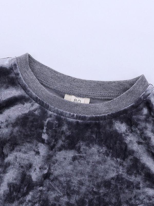 4 Colors Indoor Toddler Kids Baby Spring Striped 2-piece Velvet Clothes Set Jumper and Pants - dianjiang-