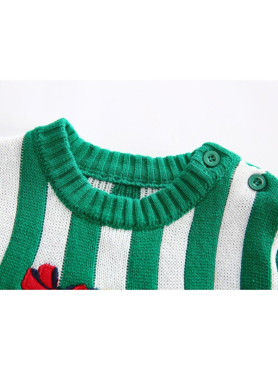 Toddler Kids Unisex Santa Crochet Sweater Red/Green - dianjiang-