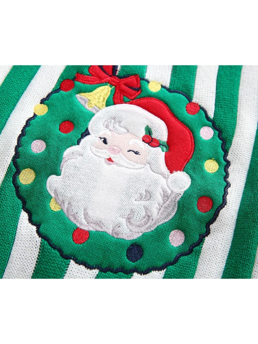 Toddler Kids Unisex Santa Crochet Sweater Red/Green - dianjiang-