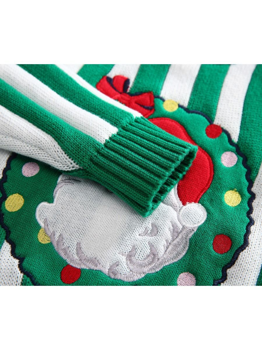 Toddler Kids Unisex Santa Crochet Sweater Red/Green - dianjiang-