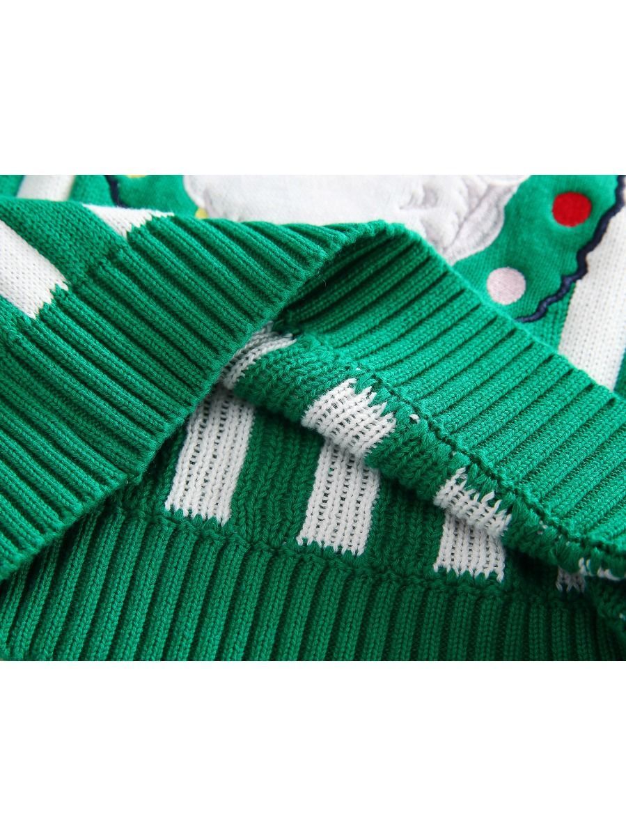 Toddler Kids Unisex Santa Crochet Sweater Red/Green - dianjiang-
