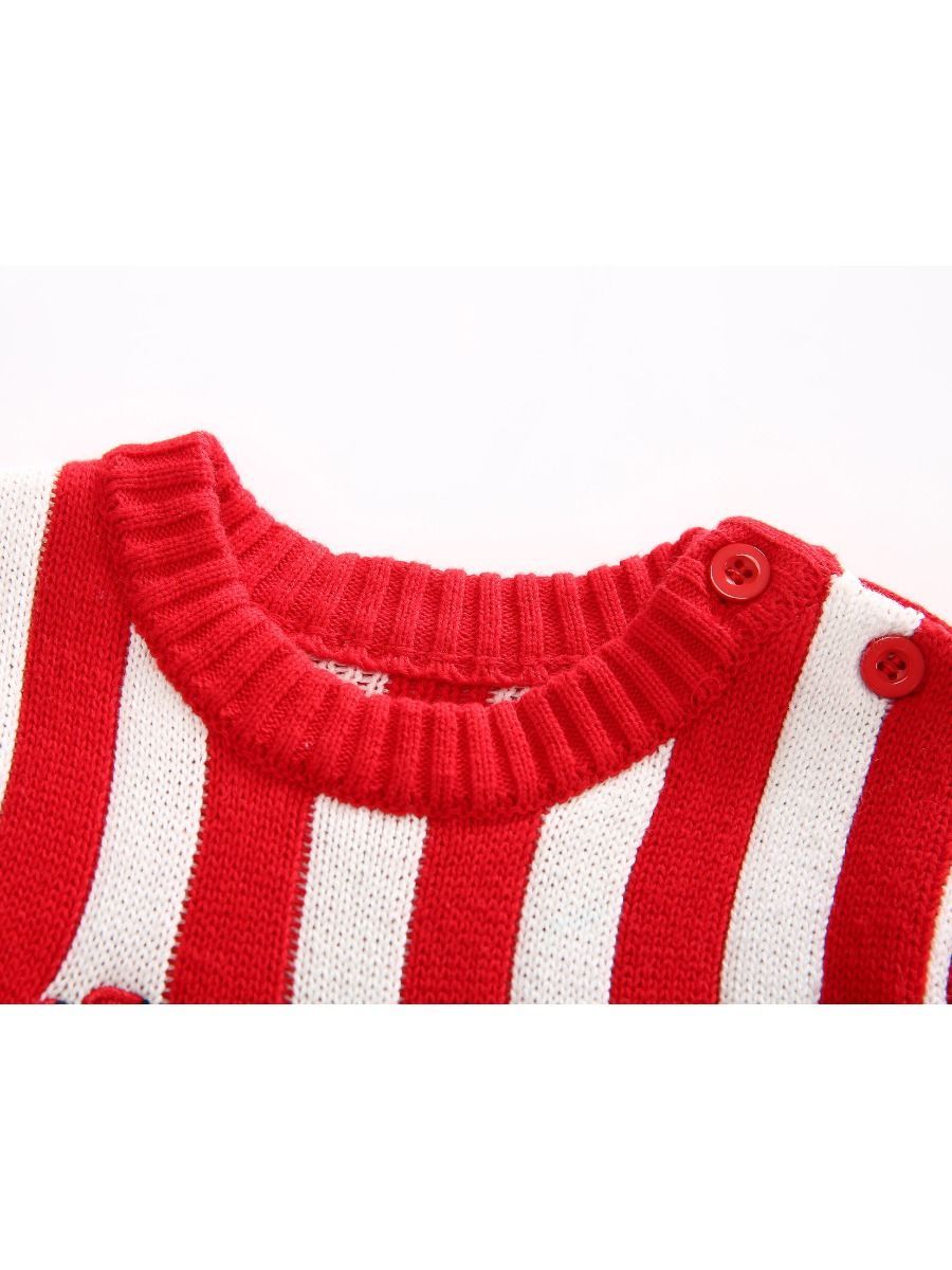 Toddler Kids Unisex Santa Crochet Sweater Red/Green - dianjiang-