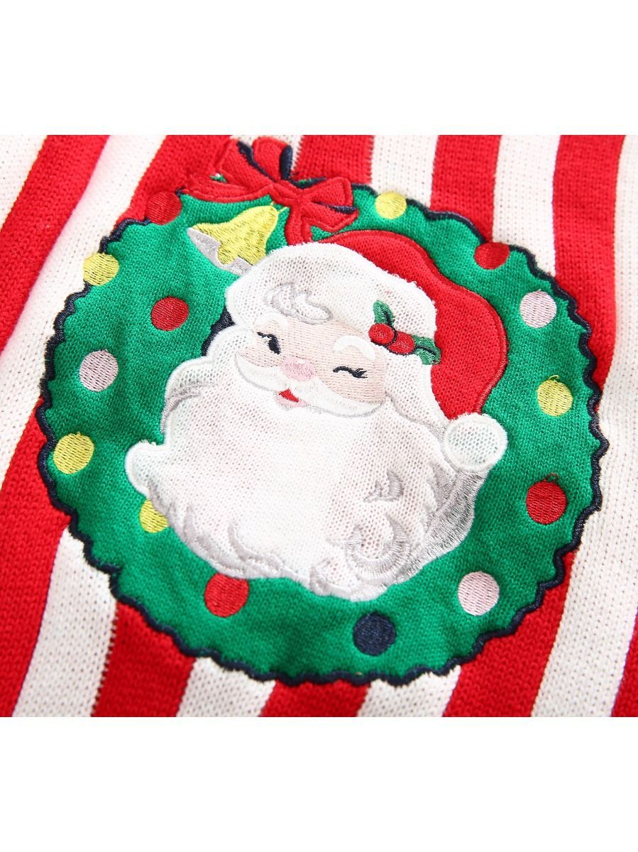 Toddler Kids Unisex Santa Crochet Sweater Red/Green - dianjiang-