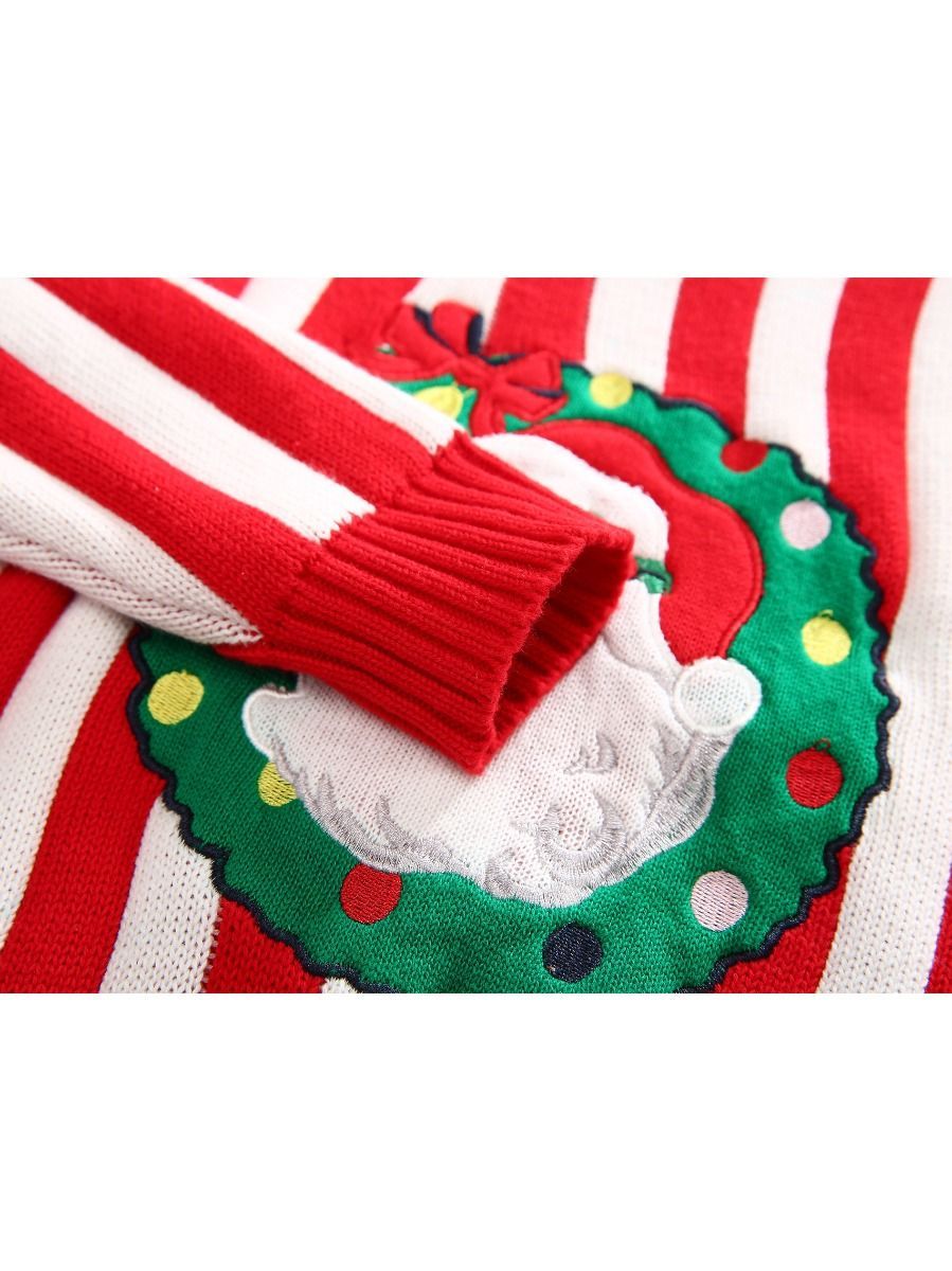Toddler Kids Unisex Santa Crochet Sweater Red/Green - dianjiang-