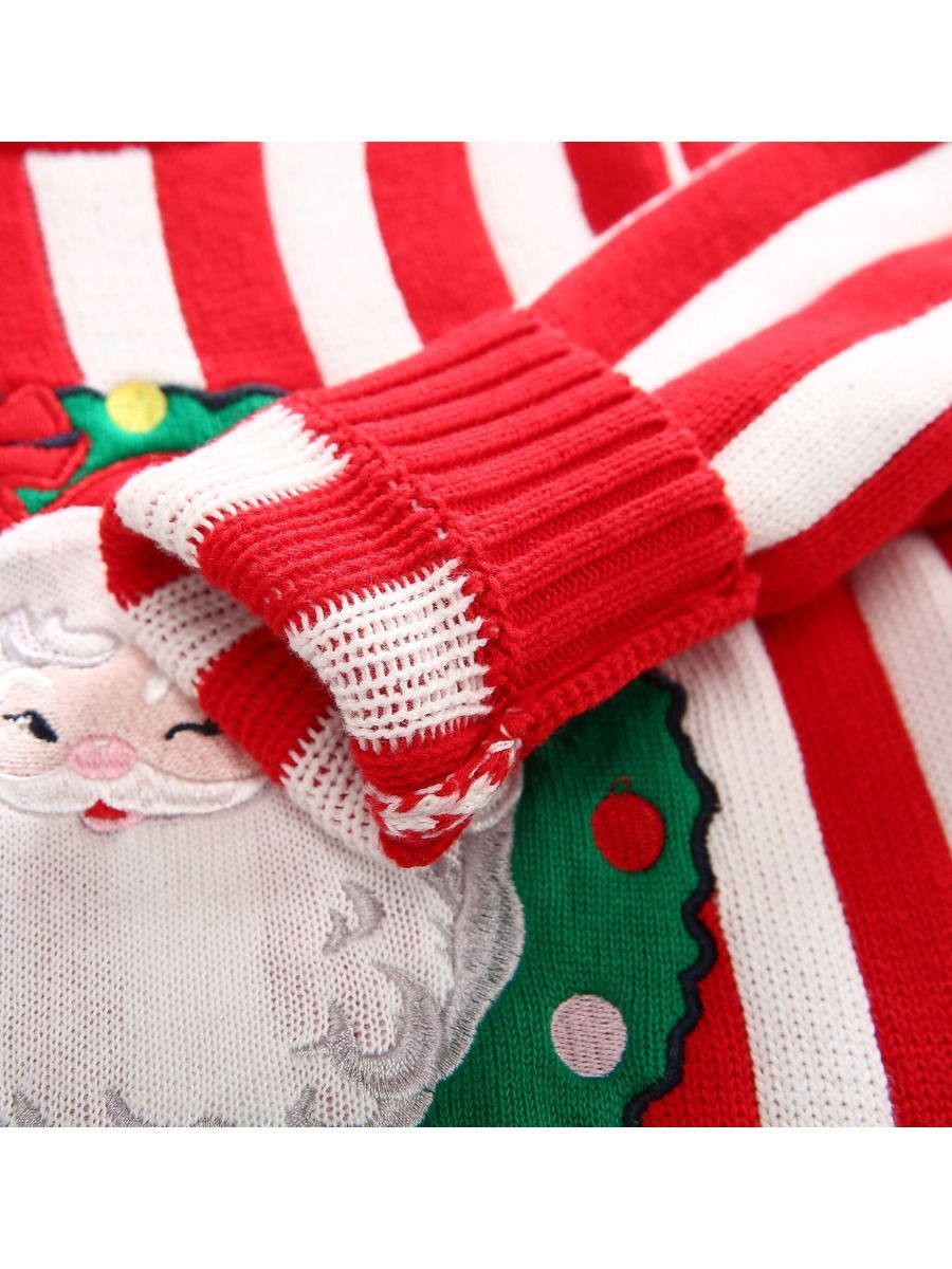 Toddler Kids Unisex Santa Crochet Sweater Red/Green - dianjiang-