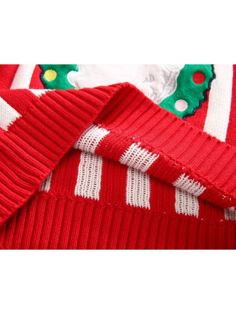 Toddler Kids Unisex Santa Crochet Sweater Red/Green - dianjiang-