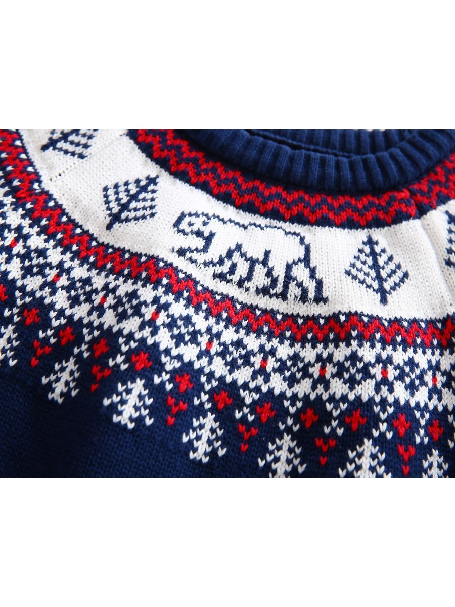 Toddler Little Boys White Bear Xmas Tree Crochet Sweater - dianjiang-