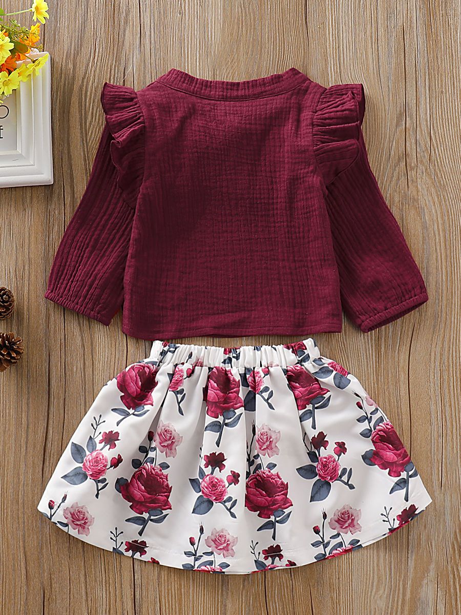 Trendy Baby Girl Fall 2-Piece Set Bow-Tie Muslin Top & Skirt - dianjiang-