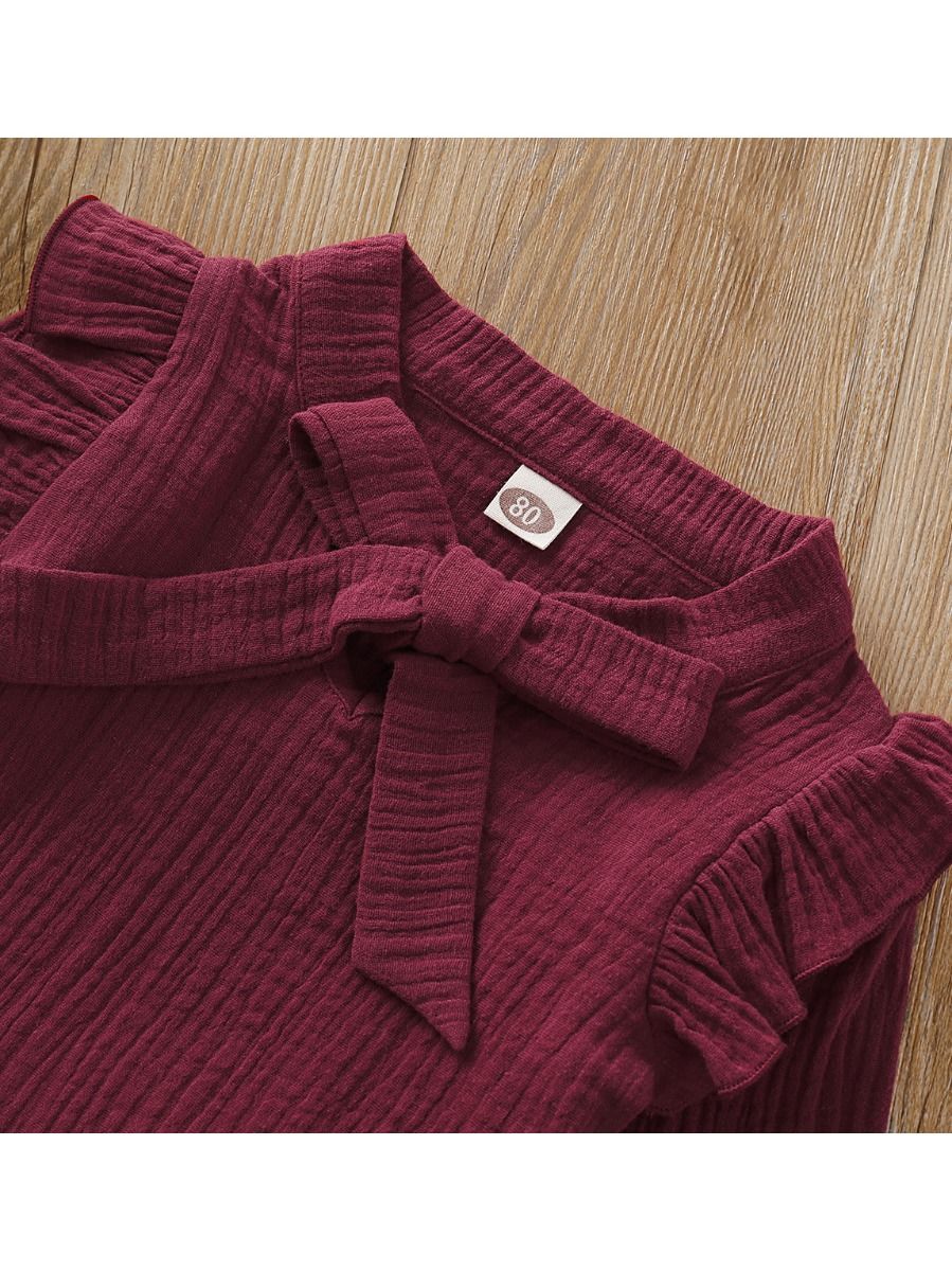 Trendy Baby Girl Fall 2-Piece Set Bow-Tie Muslin Top & Skirt - dianjiang-