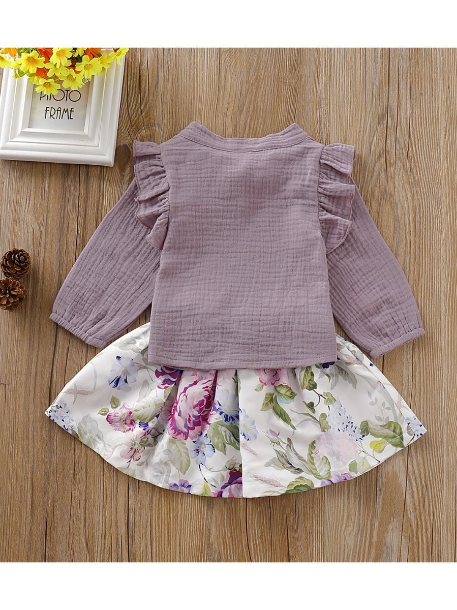 Trendy Baby Girl Fall 2-Piece Set Bow-Tie Muslin Top & Skirt - dianjiang-