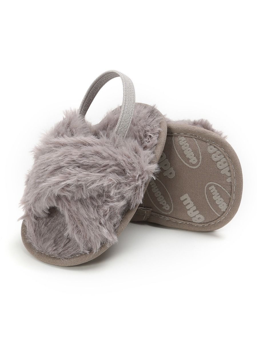 Trendy Baby Girl Indoor Antiskid Faux Fur Slipper - dianjiang-