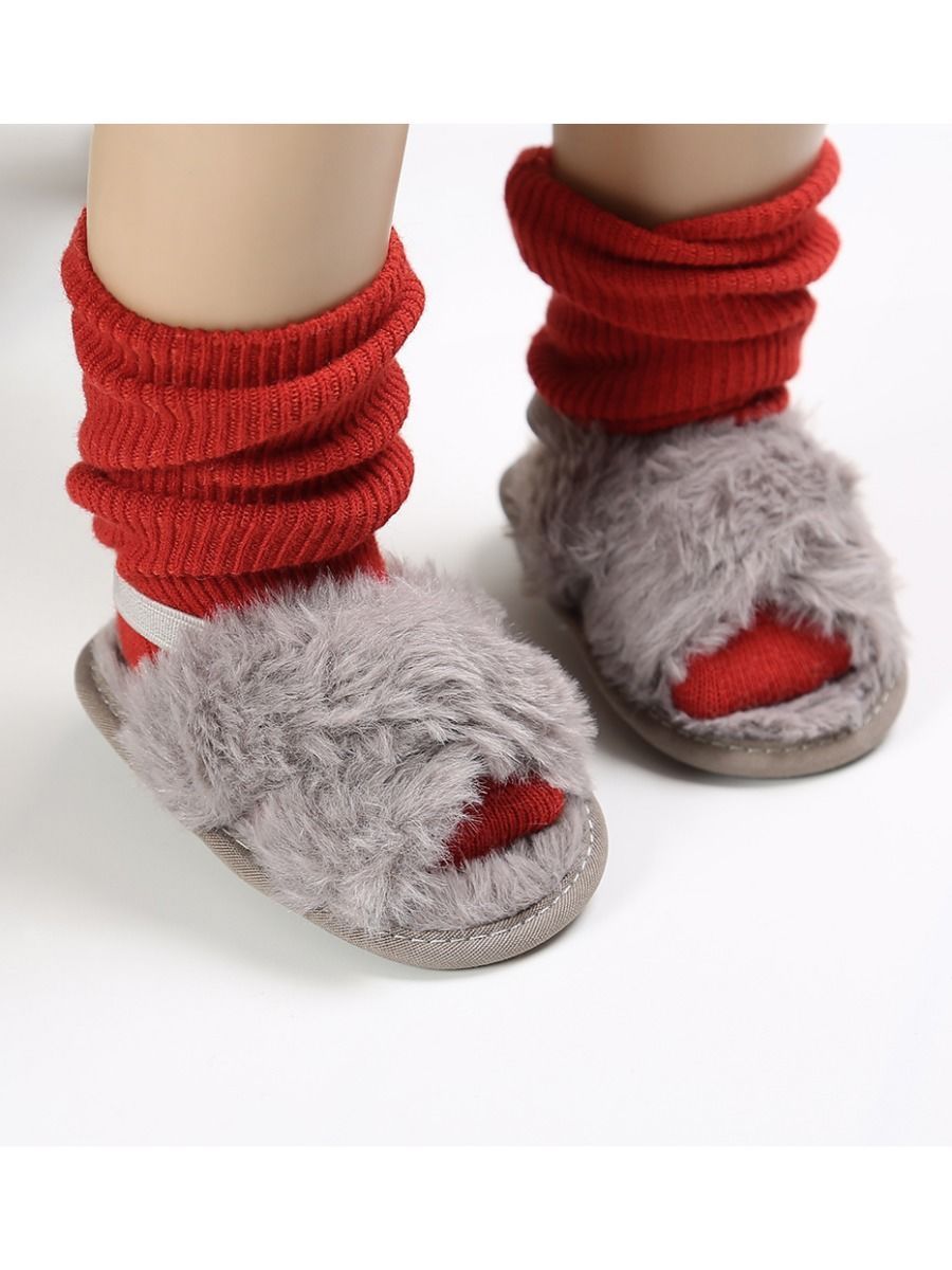 Trendy Baby Girl Indoor Antiskid Faux Fur Slipper - dianjiang-