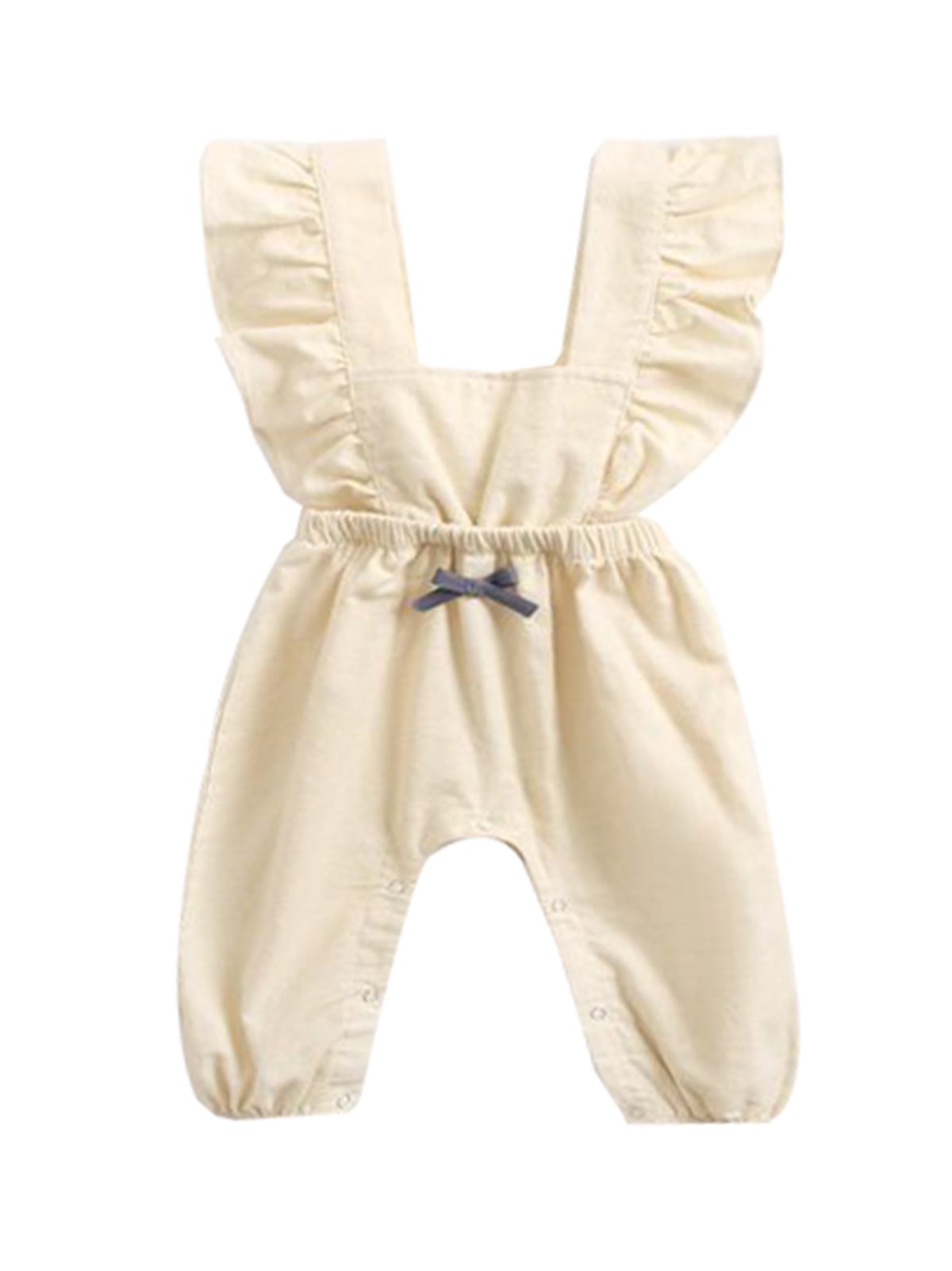 Trendy Baby Girls Suspender Solid Color Long Sleeve Jumpsuit - dianjiang-