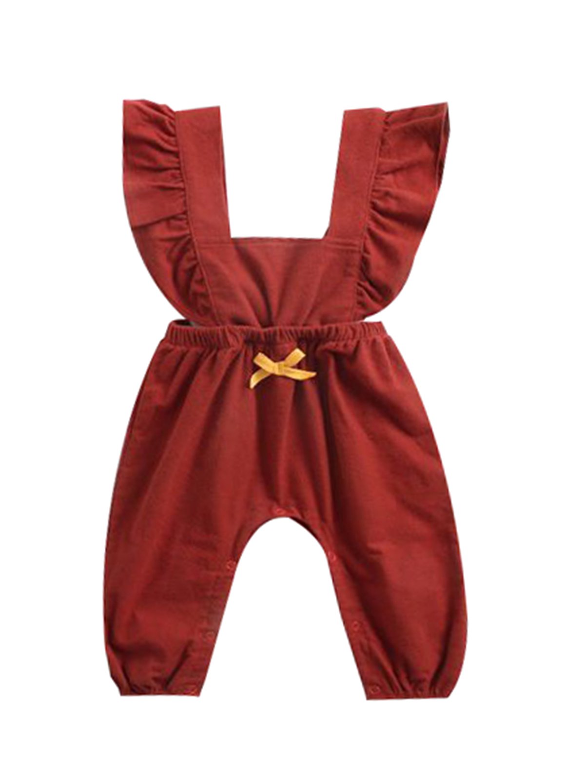Trendy Baby Girls Suspender Solid Color Long Sleeve Jumpsuit - dianjiang-