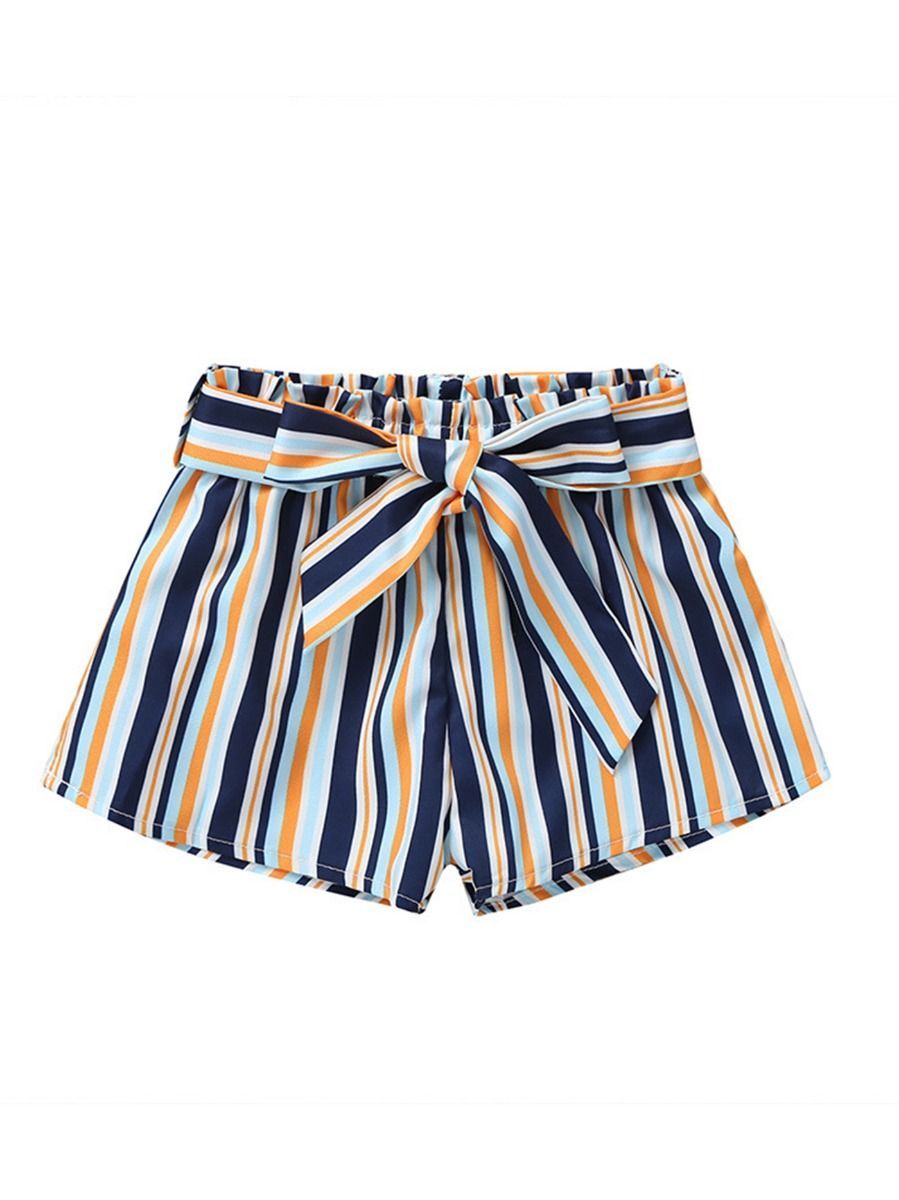 Trendy Baby Little Girl Color-blocking Stripe Shorts - dianjiang-