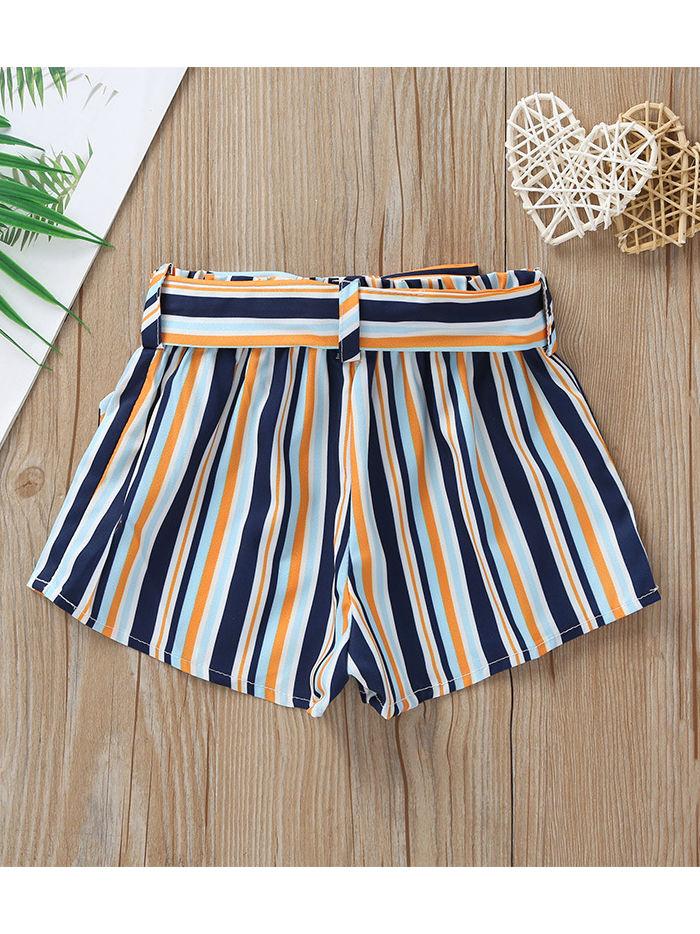 Trendy Baby Little Girl Color-blocking Stripe Shorts - dianjiang-
