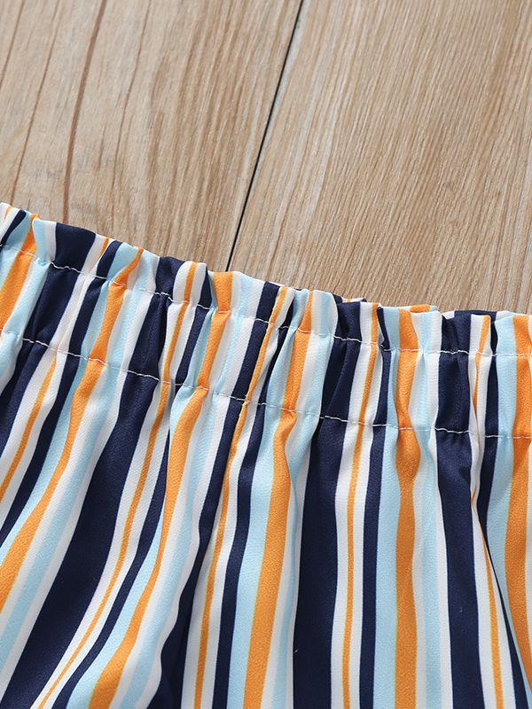Trendy Baby Little Girl Color-blocking Stripe Shorts - dianjiang-