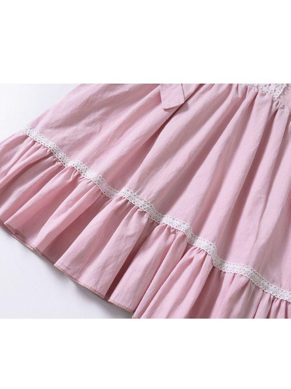 Trendy Bowknot Toddler Girl Pink  Sleeveless Lace Dress - dianjiang-