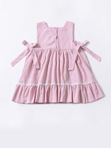 Trendy Bowknot Toddler Girl Pink  Sleeveless Lace Dress - dianjiang-