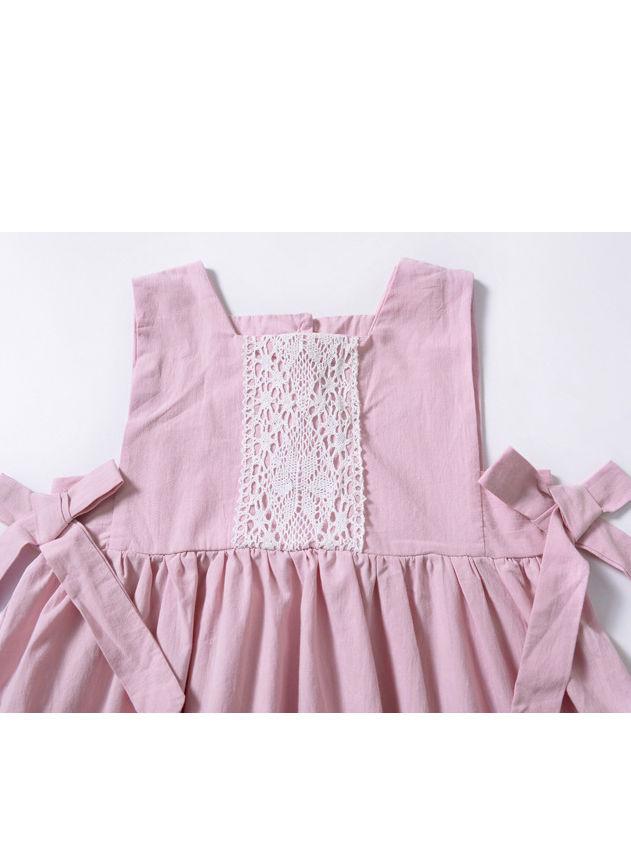 Trendy Bowknot Toddler Girl Pink  Sleeveless Lace Dress - dianjiang-