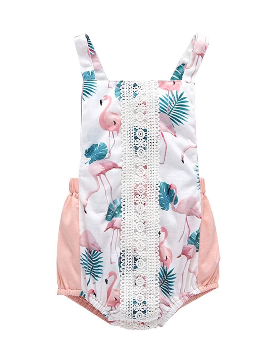 Trendy Infant Baby Girl Flamingo Leaf Romper Playsuit - dianjiang-
