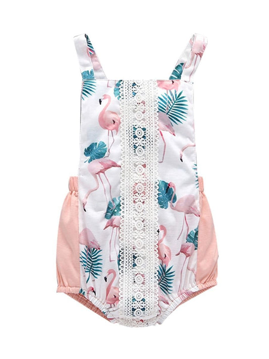 Trendy Infant Baby Girl Flamingo Leaf Romper Playsuit - dianjiang-