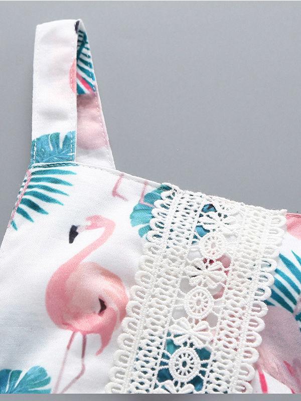 Trendy Infant Baby Girl Flamingo Leaf Romper Playsuit - dianjiang-