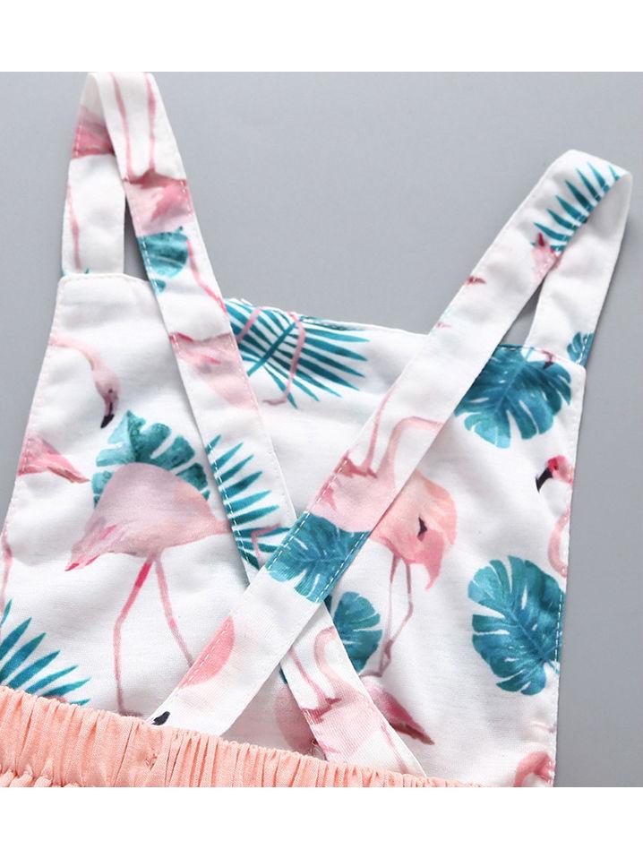 Trendy Infant Baby Girl Flamingo Leaf Romper Playsuit - dianjiang-
