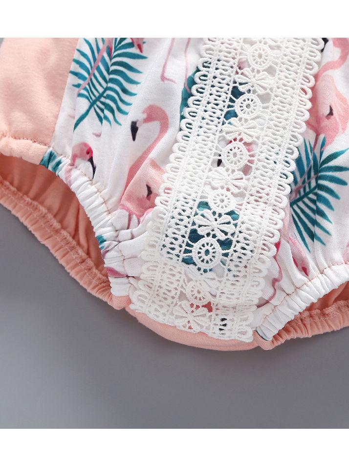 Trendy Infant Baby Girl Flamingo Leaf Romper Playsuit - dianjiang-