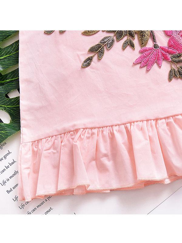 Trendy Little Girl 3D-Flowers Pink Summer Dress - dianjiang-