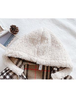 Trendy Little Girl Berber Fleece Checked Hooded Jacket - dianjiang-